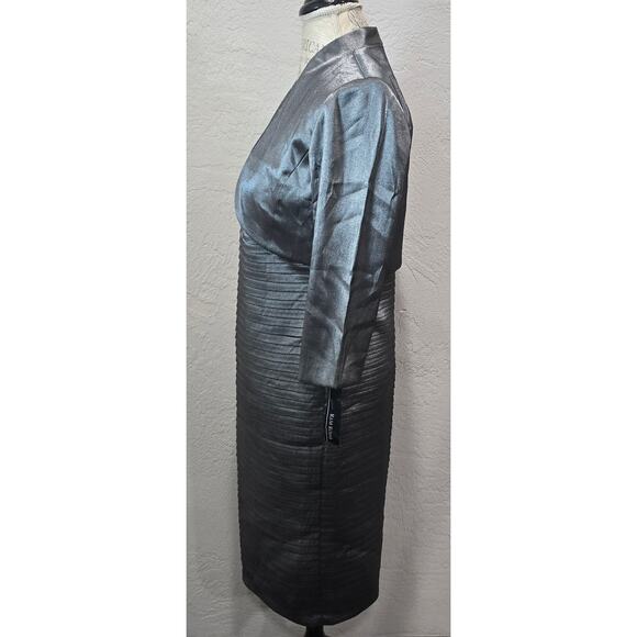 R&M Richards Silver Spaghetti Strap Midi Evening Dress & Matching Blazer 2 Piece - Picture 4 of 10